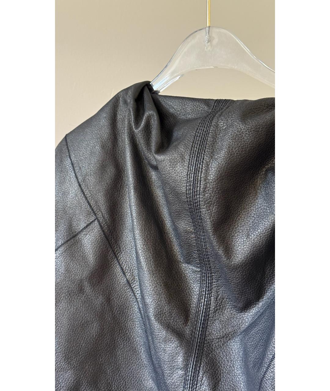 RICK OWENS Черное кожаное пальто, фото 6