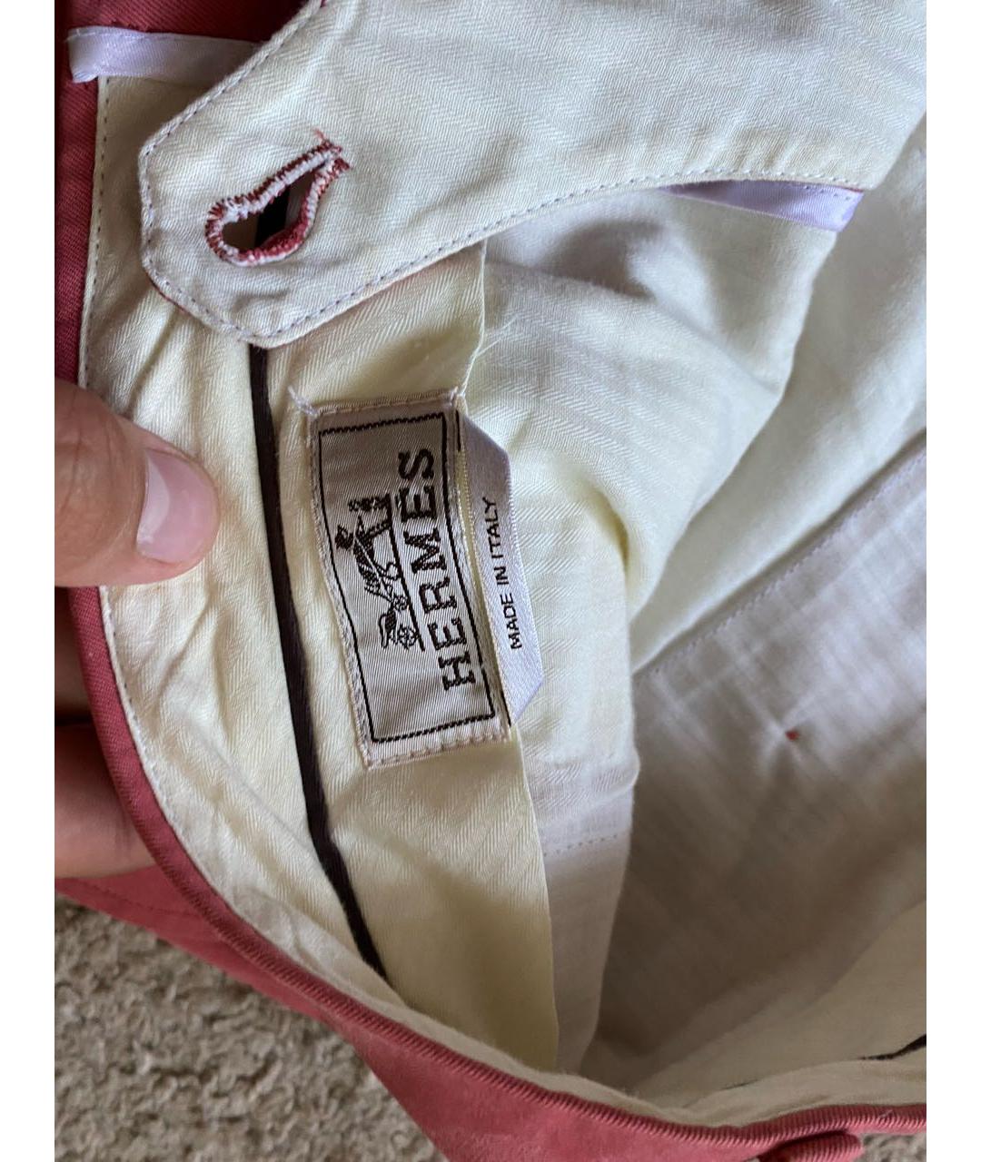 HERMES PRE-OWNED Розовые хлопковые брюки чинос, фото 3
