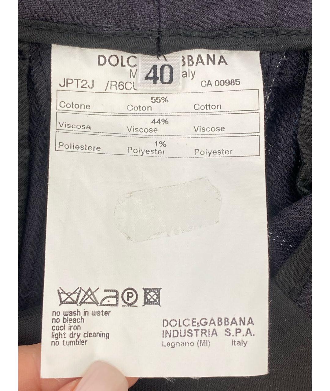 DOLCE&GABBANA Черные хлопковые прямые брюки, фото 7