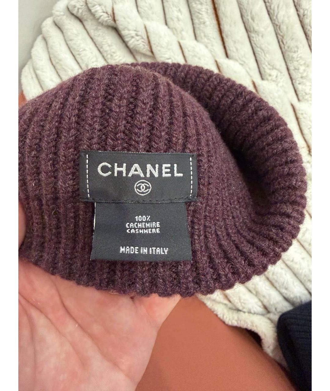 CHANEL Бордовая кашемировая шапка, фото 3
