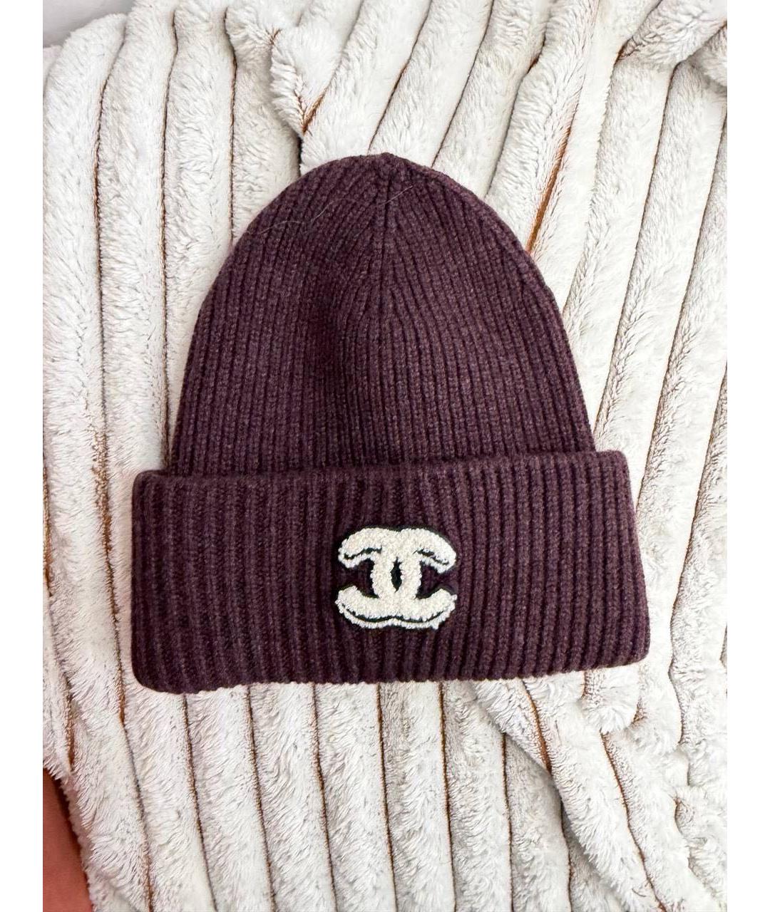 CHANEL Бордовая кашемировая шапка, фото 5