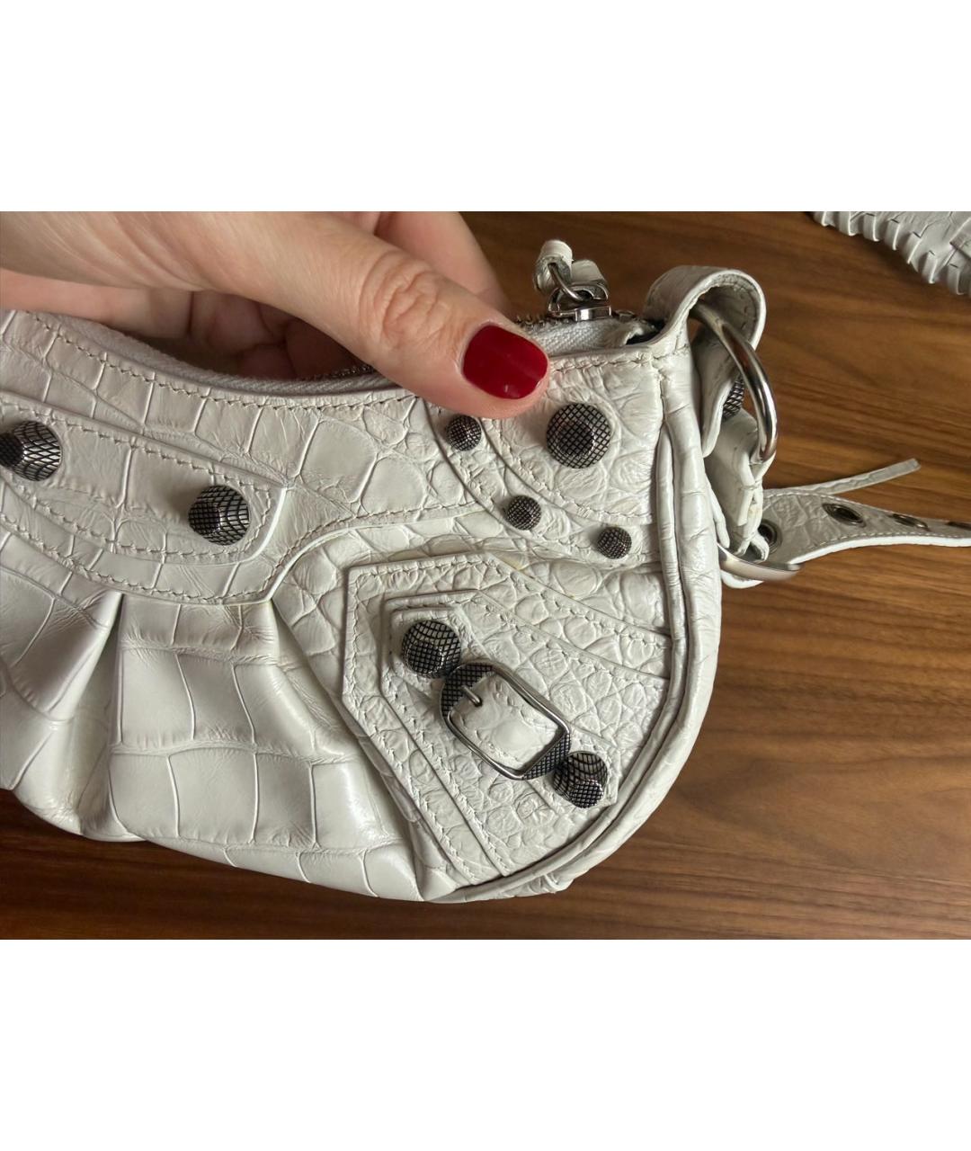 BALENCIAGA Белая кожаная сумка через плечо, фото 7