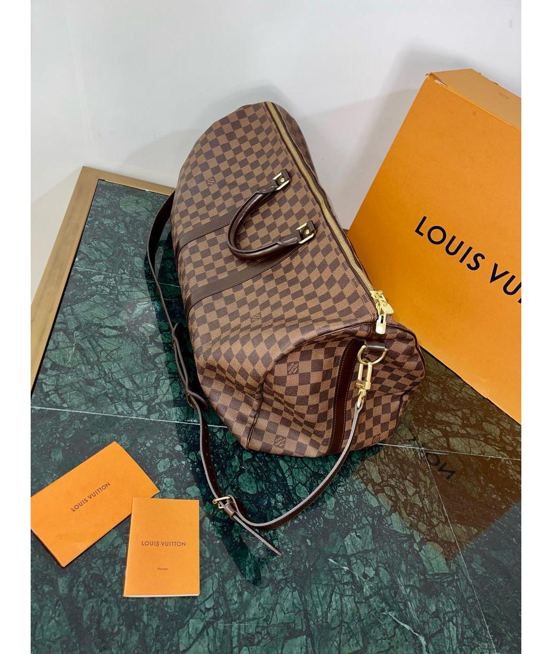 LOUIS VUITTON Коричневая дорожная/спортивная сумка из канвы, фото 2