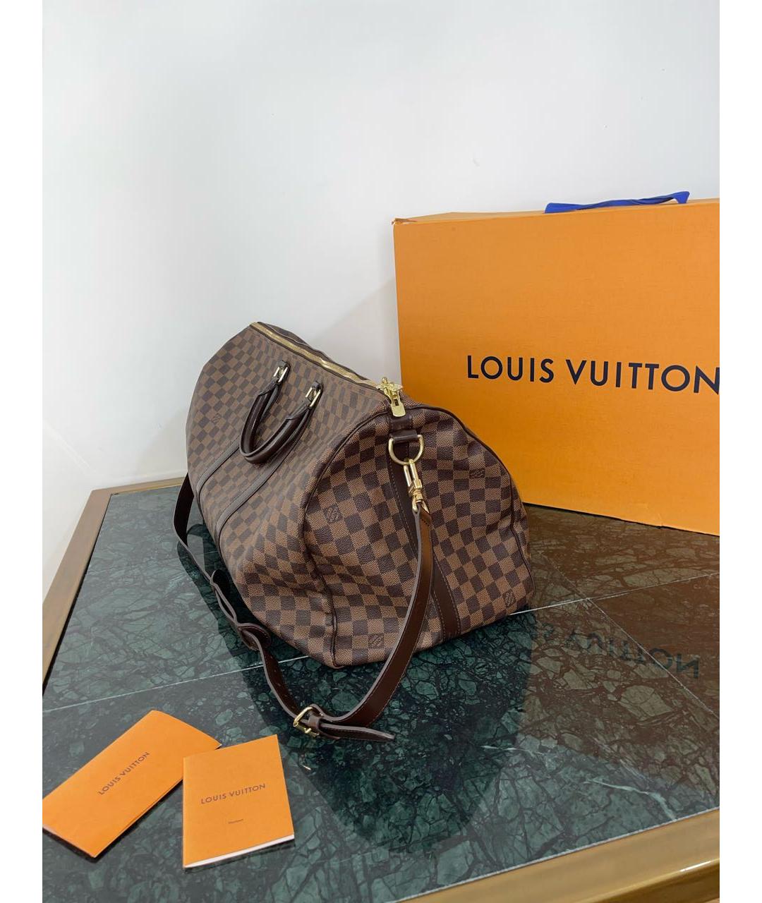 LOUIS VUITTON Коричневая дорожная/спортивная сумка из канвы, фото 3