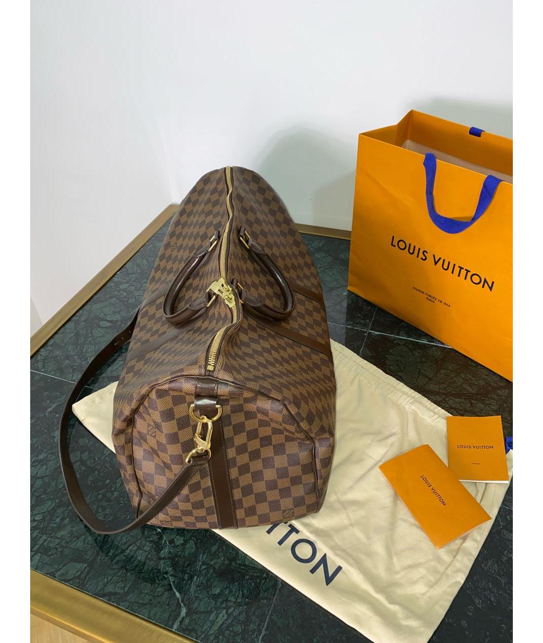 LOUIS VUITTON Коричневая дорожная/спортивная сумка из канвы, фото 8