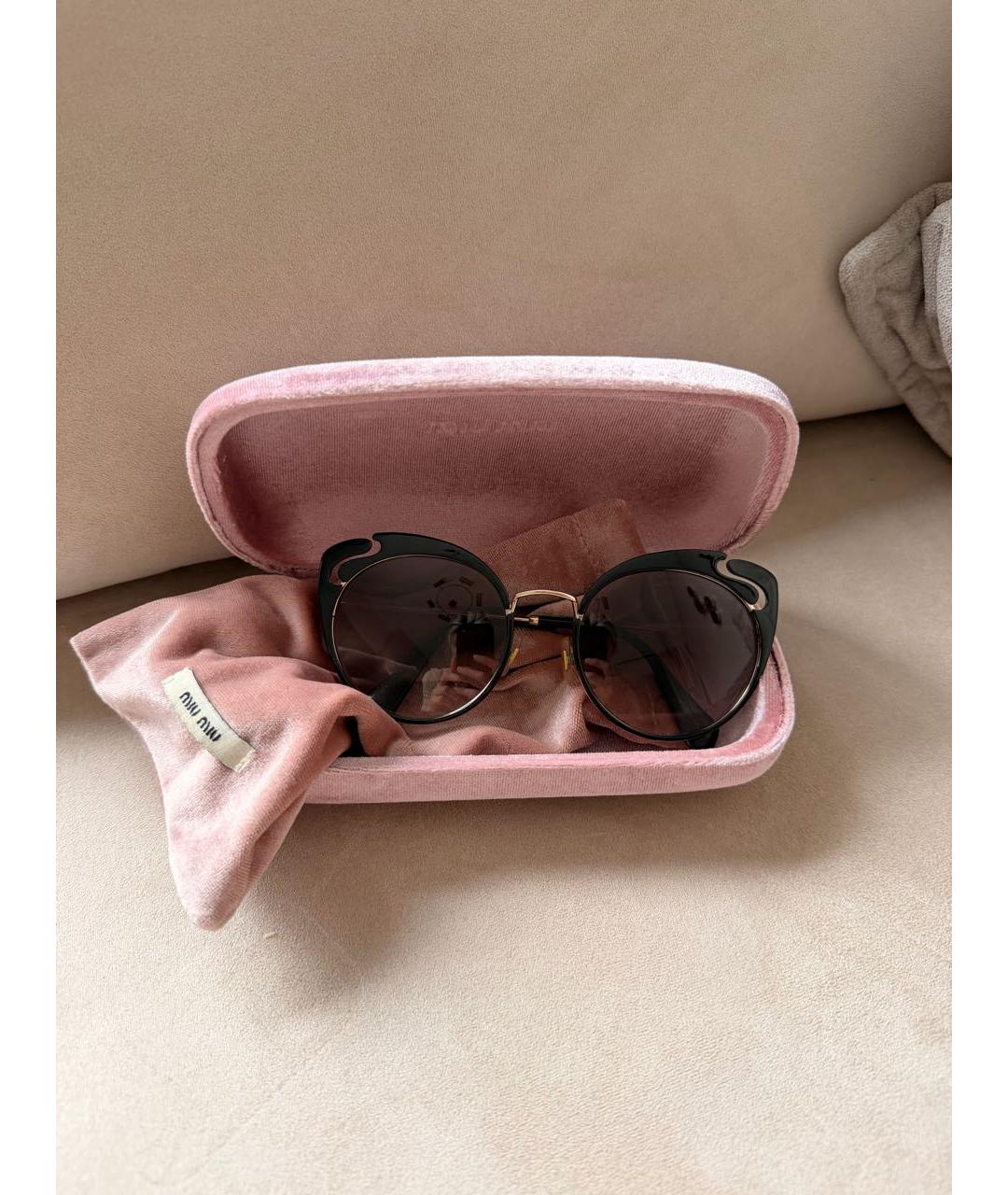 MIU MIU Черные металлические солнцезащитные очки, фото 4