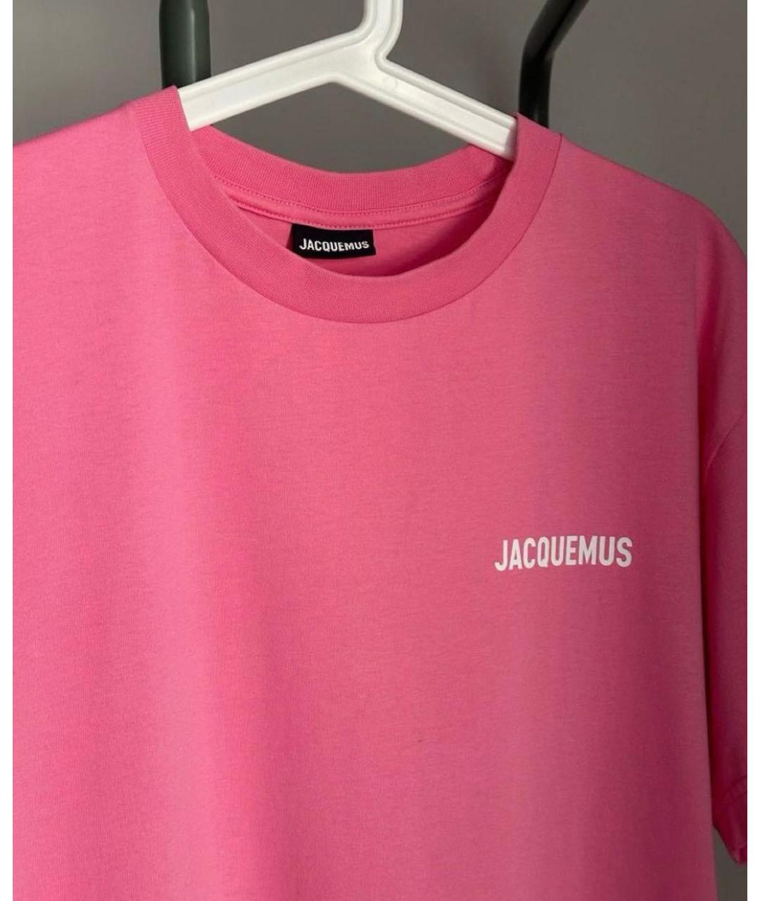 JACQUEMUS Розовая хлопковая футболка, фото 3