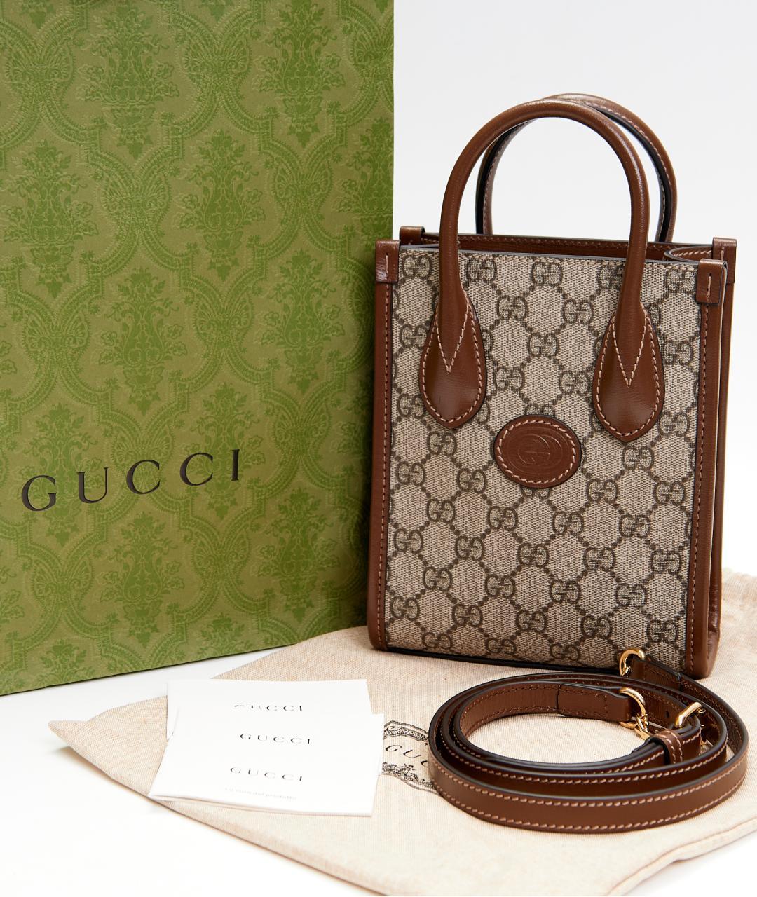 GUCCI Коричневая кожаная сумка через плечо, фото 4