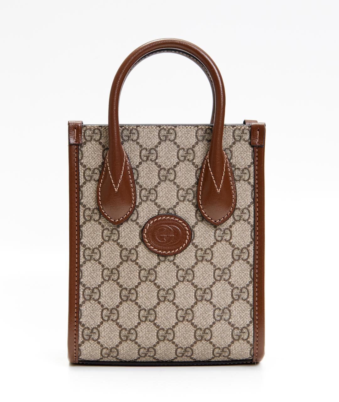 GUCCI Коричневая кожаная сумка через плечо, фото 1