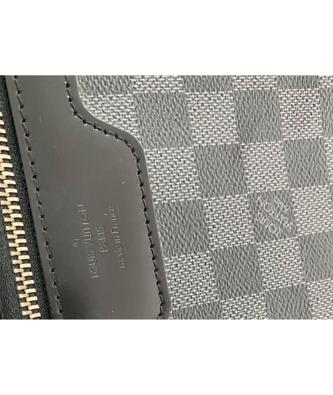 LOUIS VUITTON Черный кожаный чемодан, фото 7