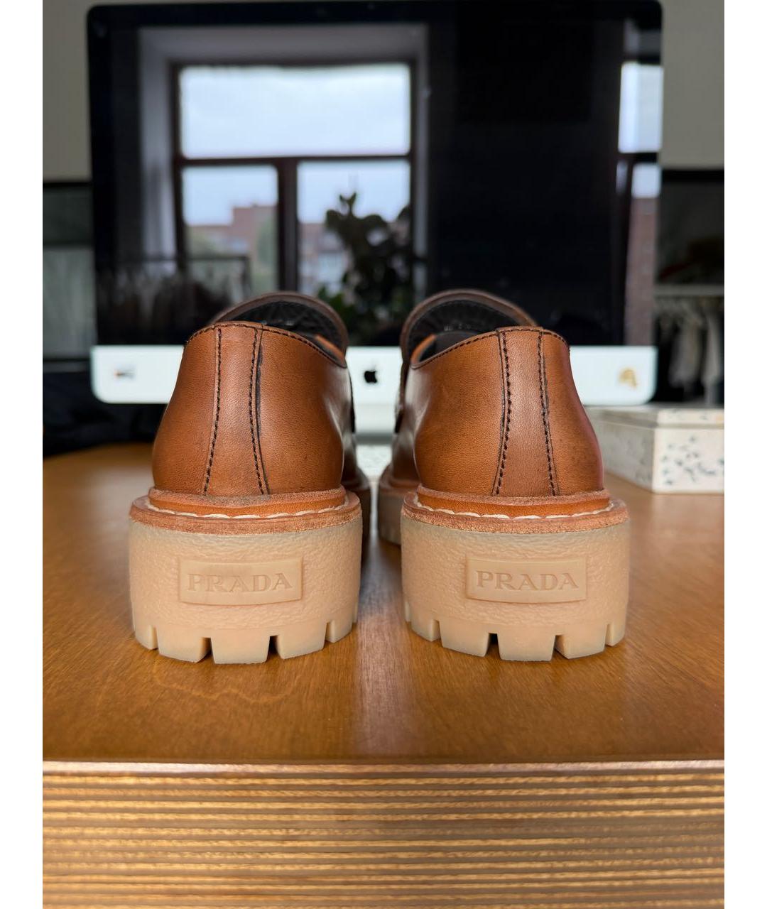 PRADA Коричневые кожаные лоферы, фото 4