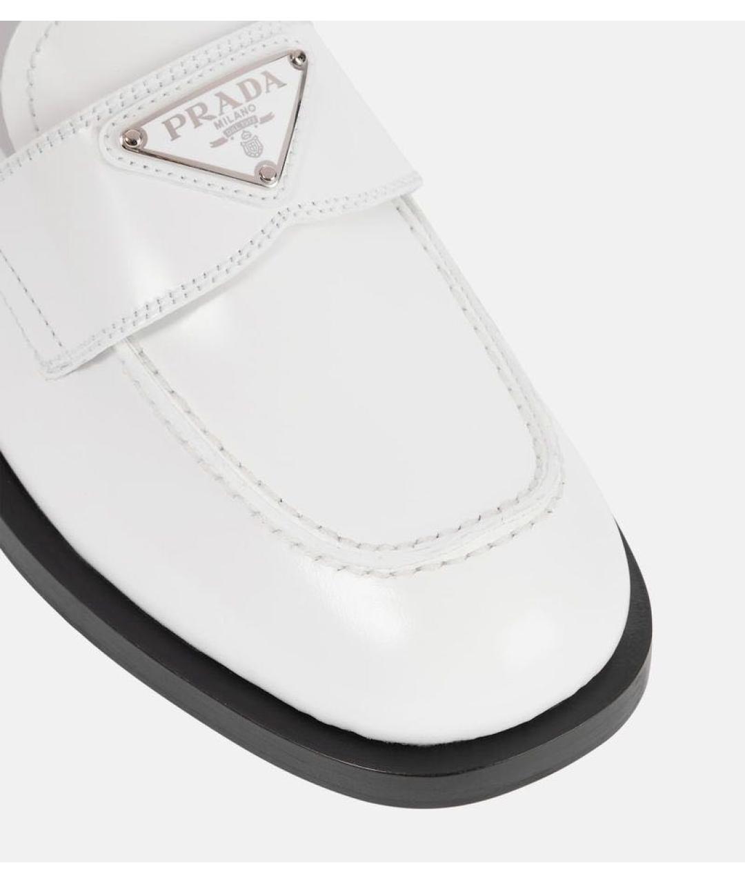 PRADA Белые кожаные лоферы, фото 3