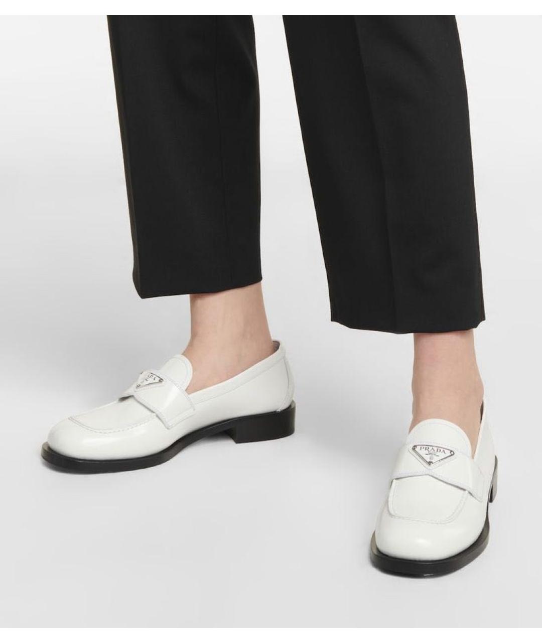 PRADA Белые кожаные лоферы, фото 5