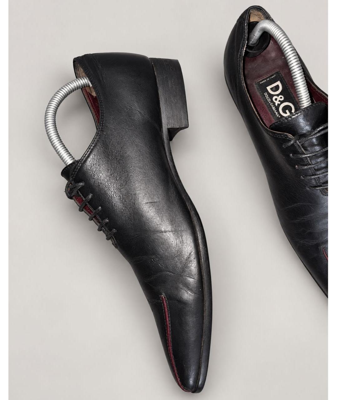 DOLCE&GABBANA Черные кожаные туфли, фото 3