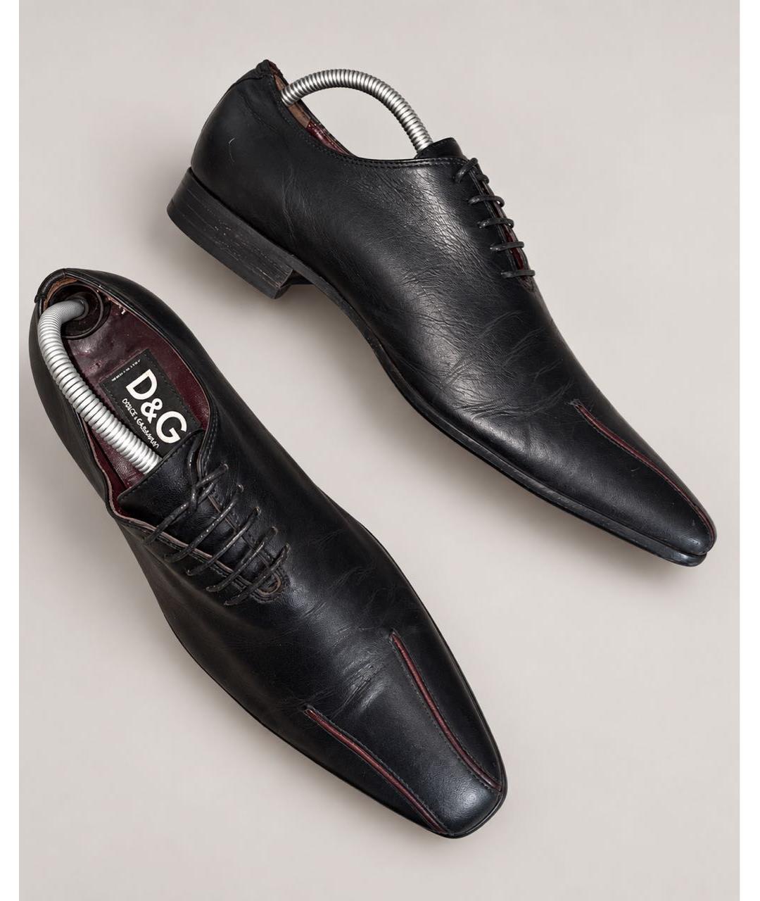 DOLCE&GABBANA Черные кожаные туфли, фото 2