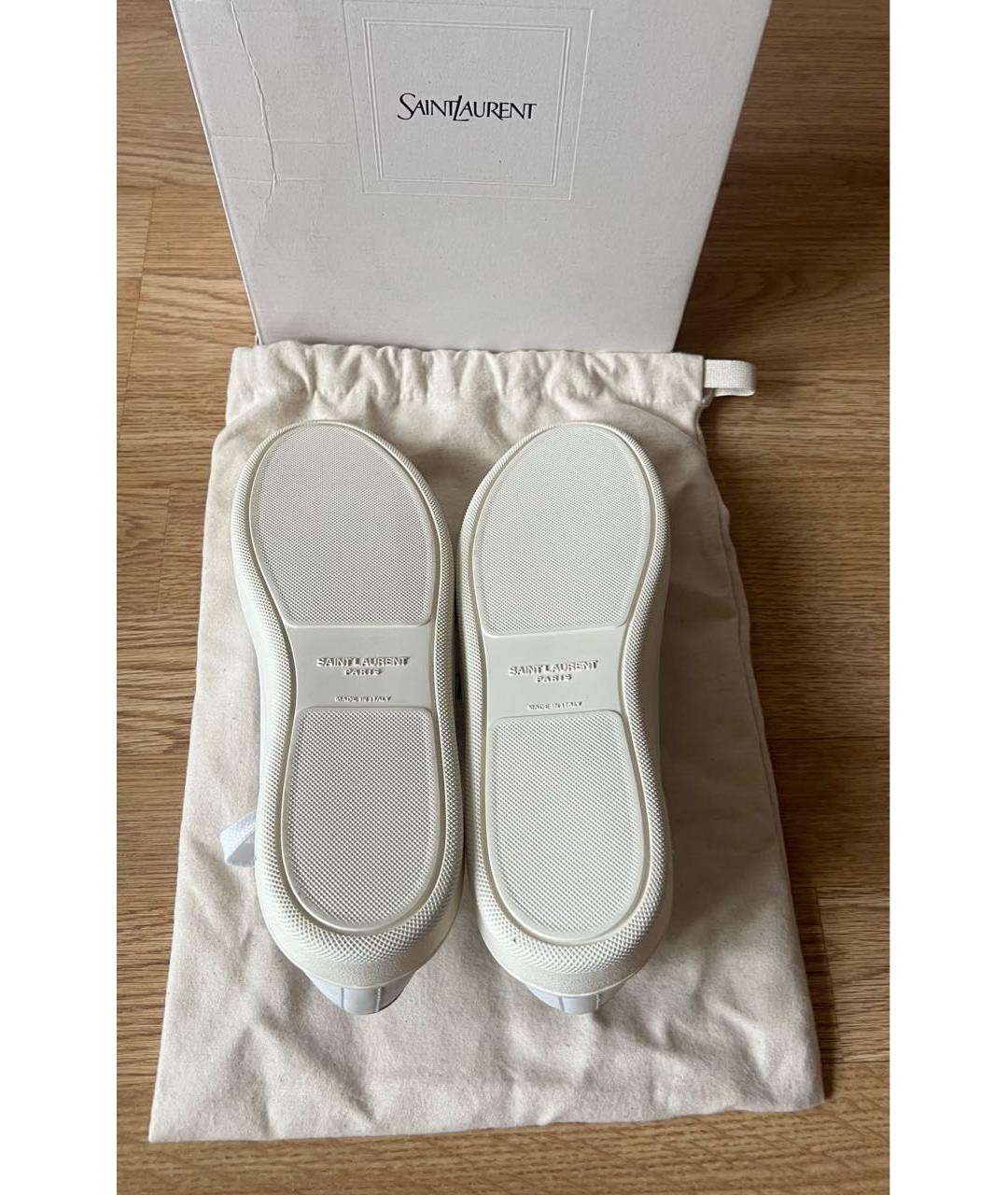 SAINT LAURENT Белые кожаные кеды, фото 4