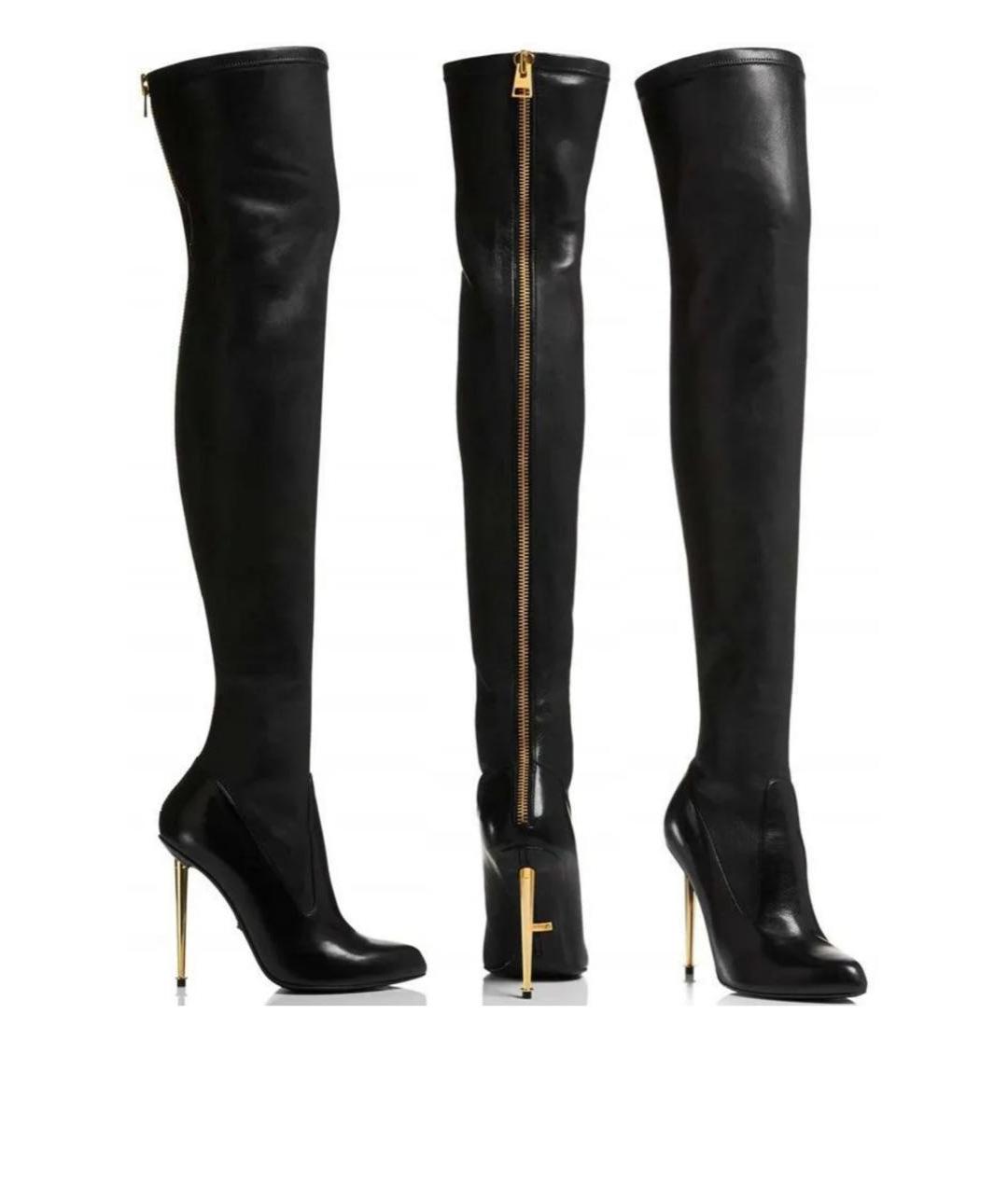 TOM FORD Черные кожаные ботфорты, фото 5