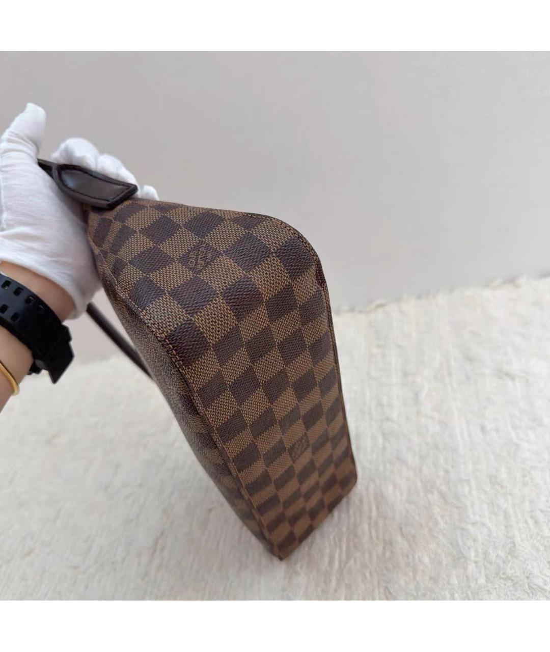 LOUIS VUITTON Коричневая кожаная сумка с короткими ручками, фото 7