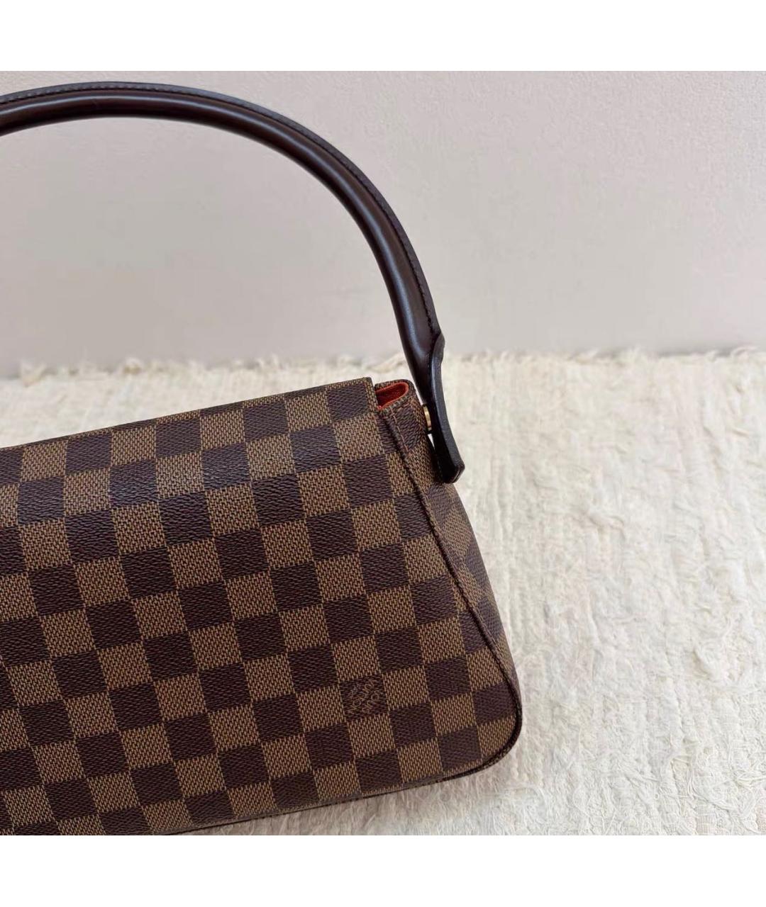 LOUIS VUITTON Коричневая кожаная сумка с короткими ручками, фото 6