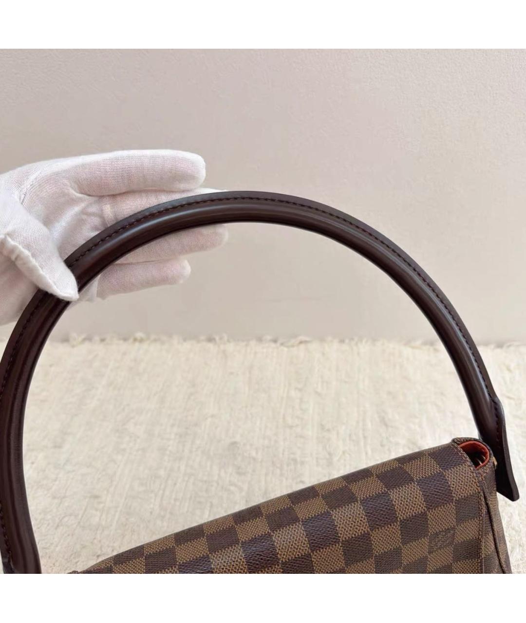 LOUIS VUITTON Коричневая кожаная сумка с короткими ручками, фото 4