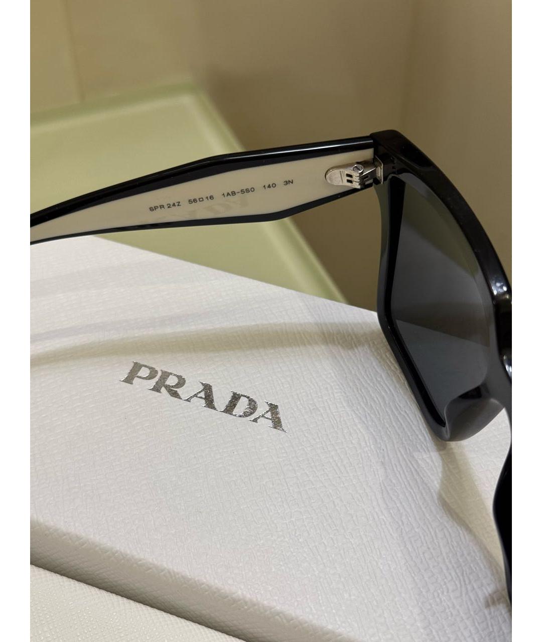 PRADA Черные пластиковые солнцезащитные очки, фото 4