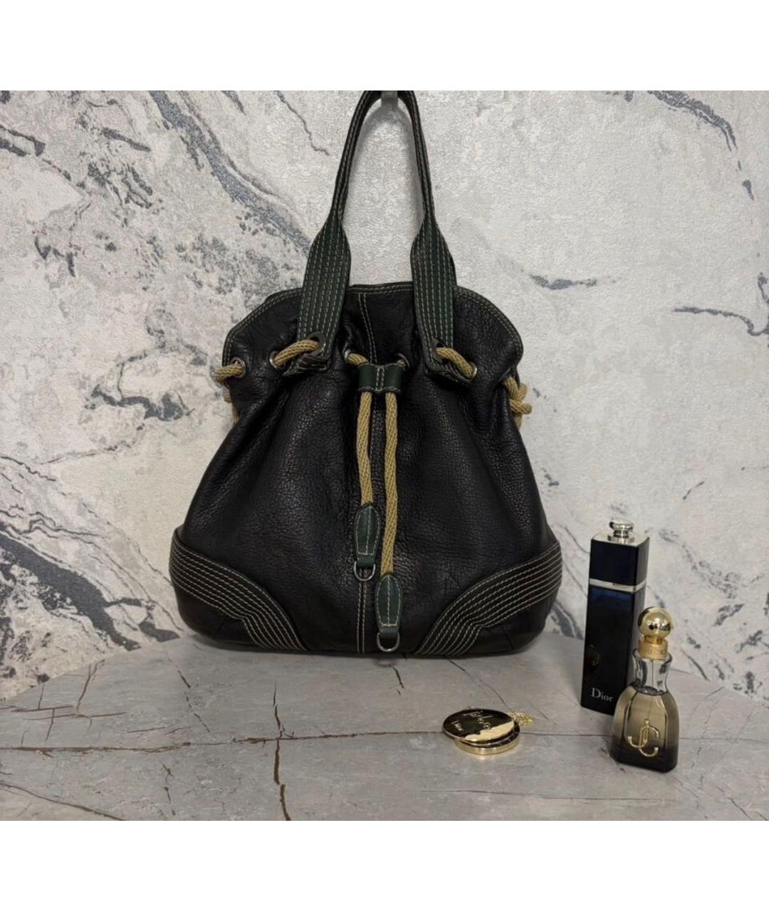 BOTTEGA VENETA Черная кожаная сумка через плечо, фото 6