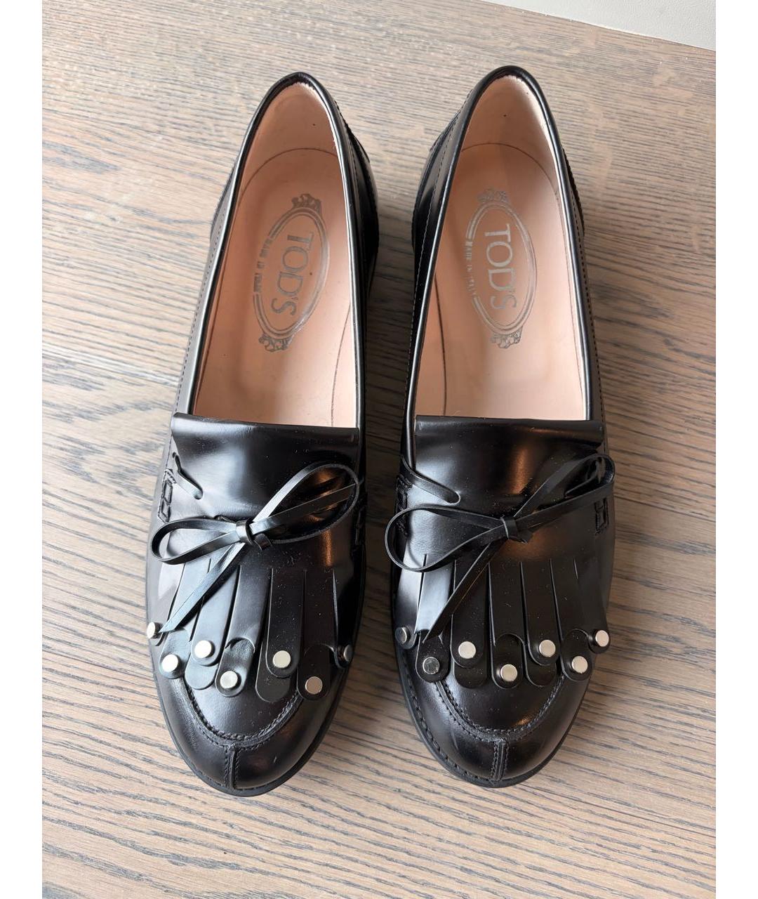 TOD'S Черные кожаные лоферы, фото 2
