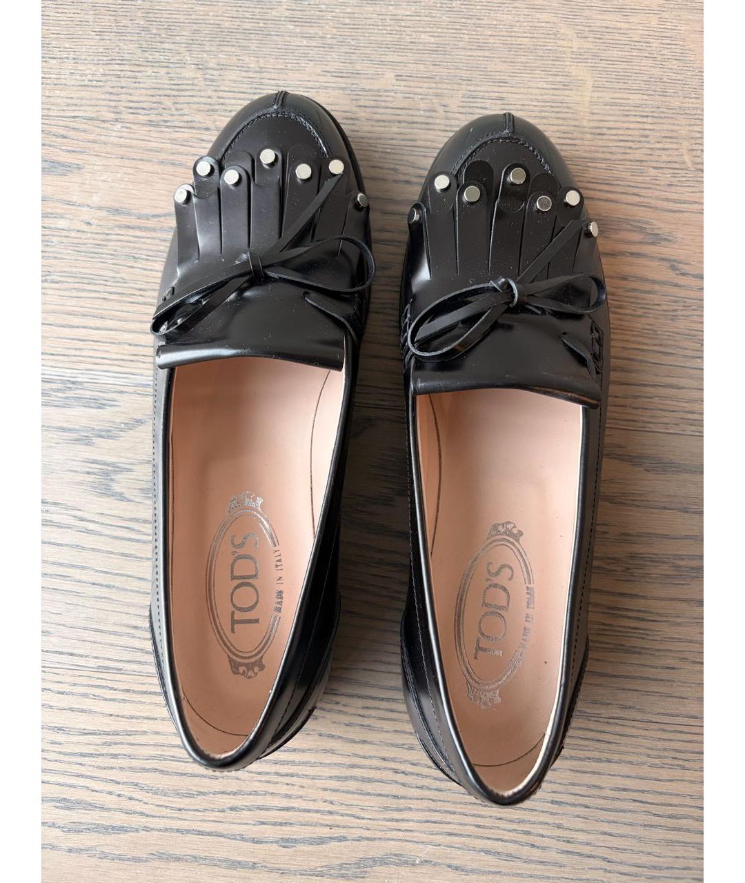 TOD'S Черные кожаные лоферы, фото 3