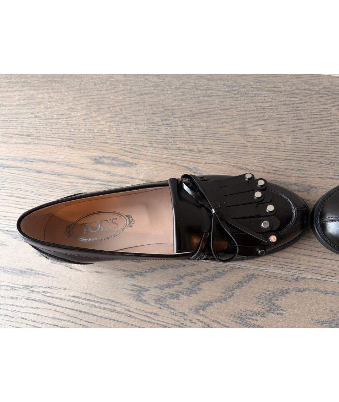 TOD'S Черные кожаные лоферы, фото 5