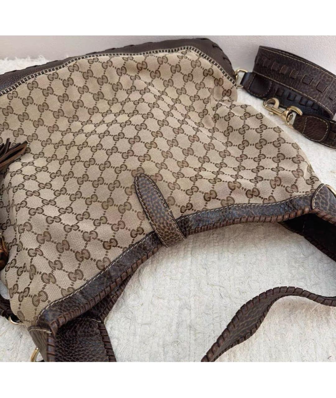 GUCCI Коричневая кожаная сумка тоут, фото 7