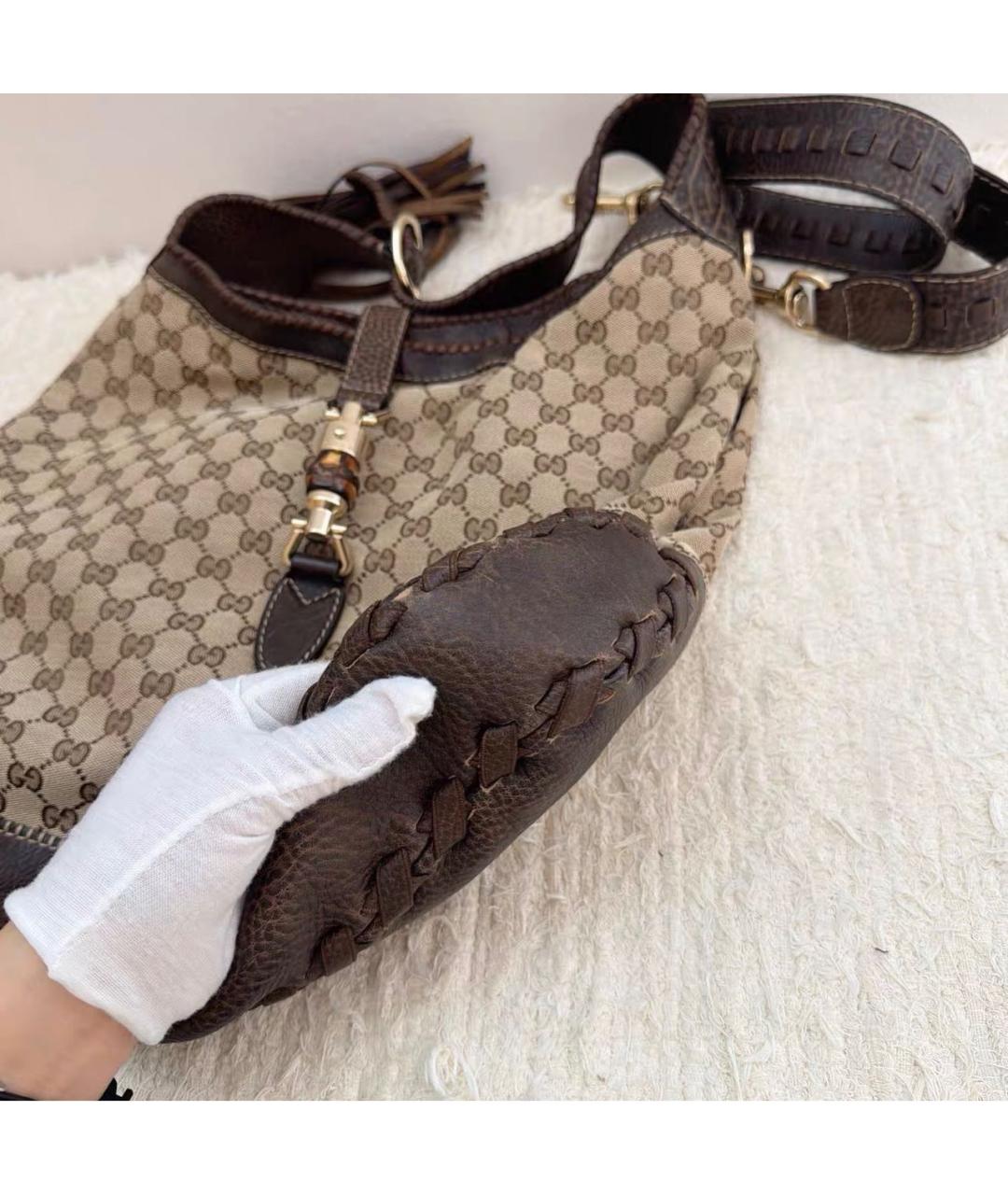GUCCI Коричневая кожаная сумка тоут, фото 5