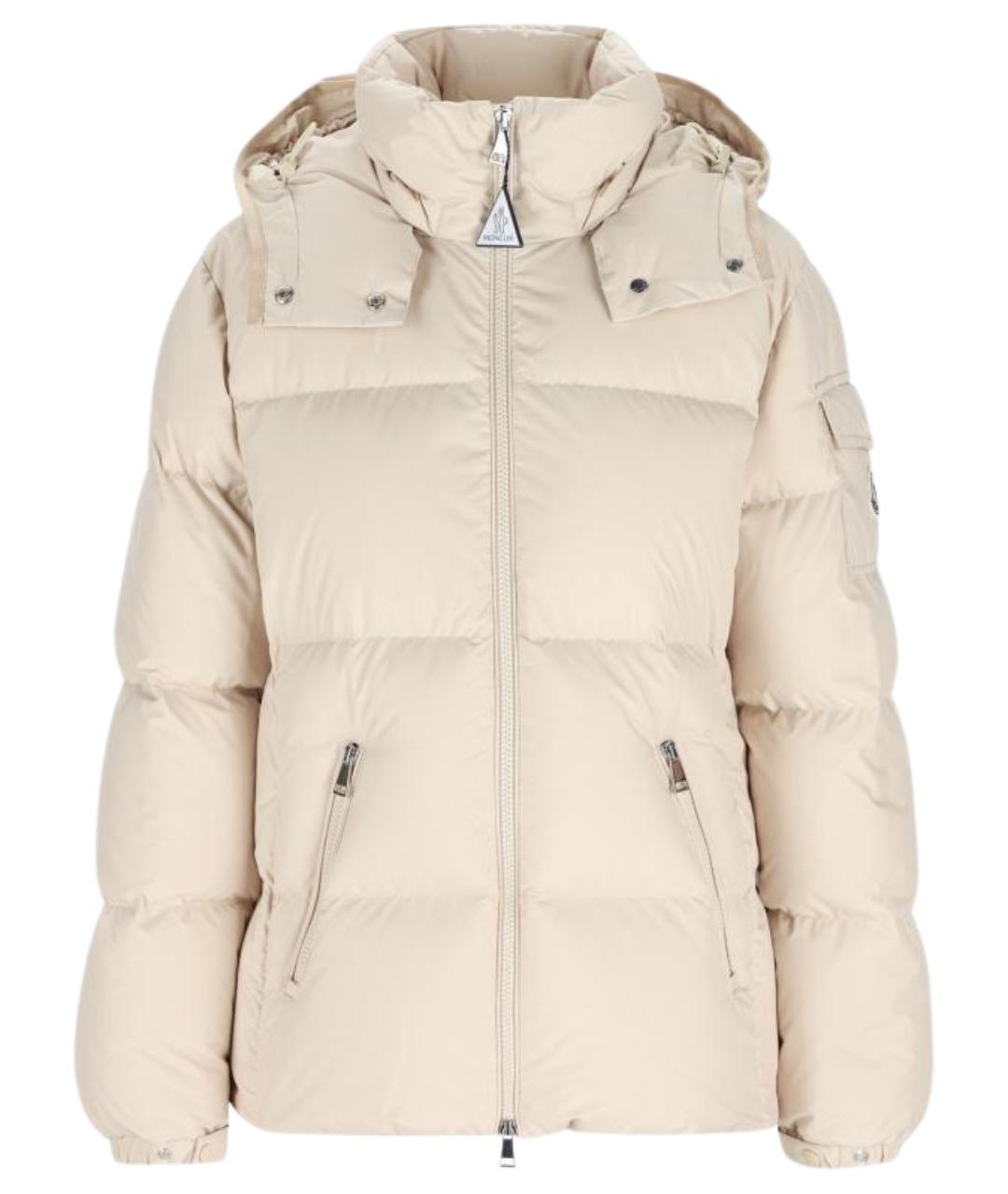 MONCLER Бежевый полиамидовый пуховик, фото 1