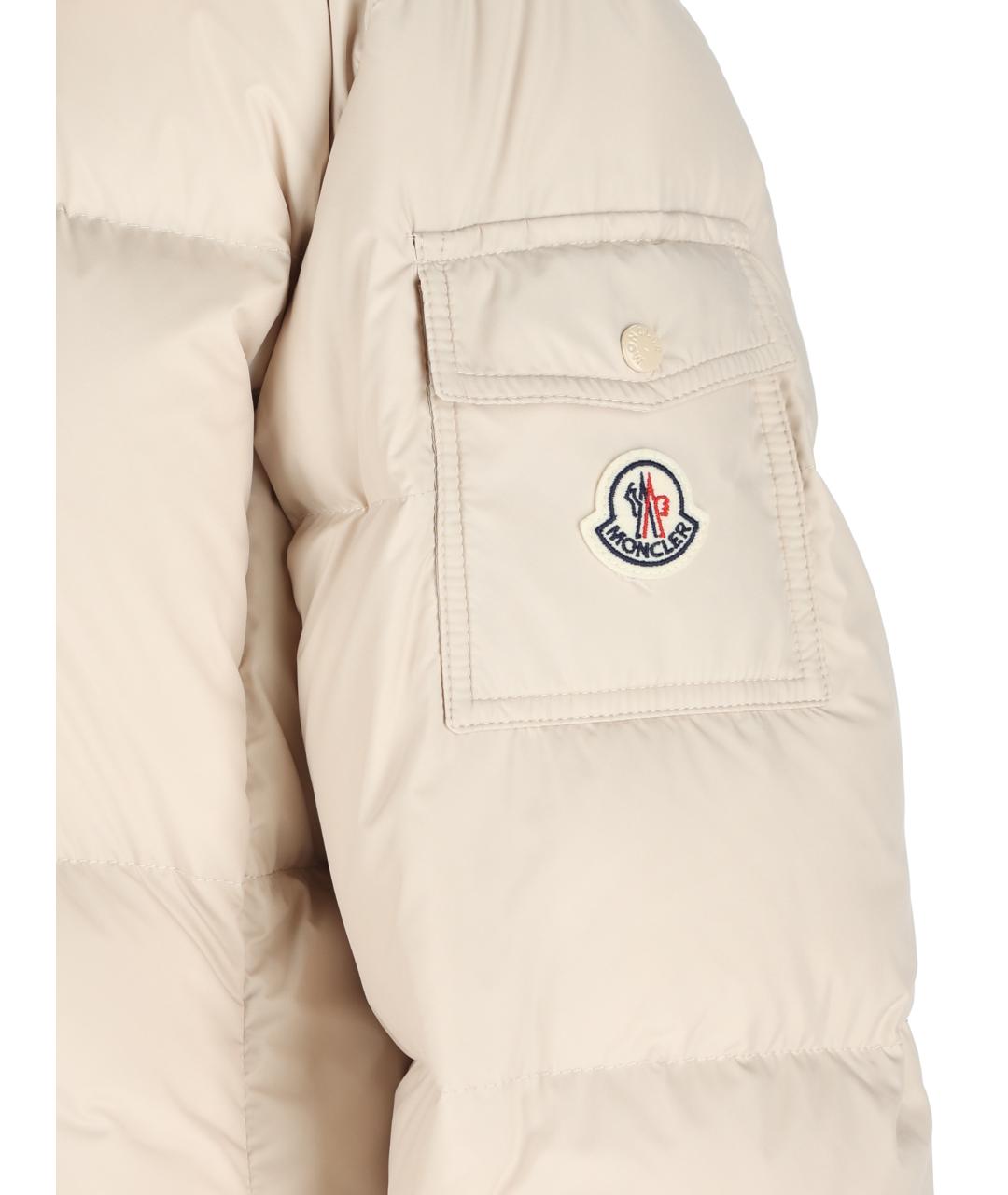 MONCLER Бежевый полиамидовый пуховик, фото 4