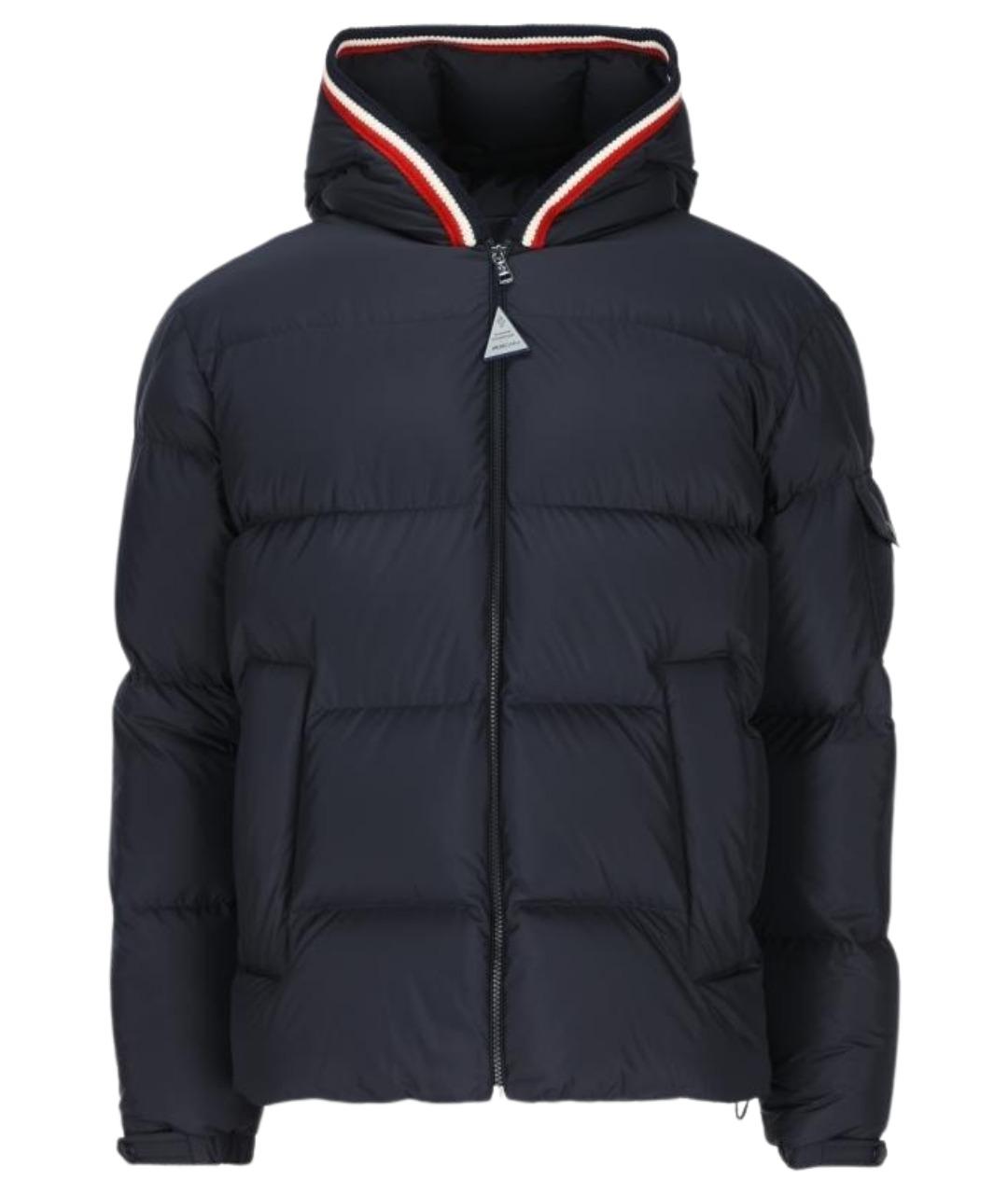 MONCLER Темно-синий полиэстеровый пуховик, фото 1