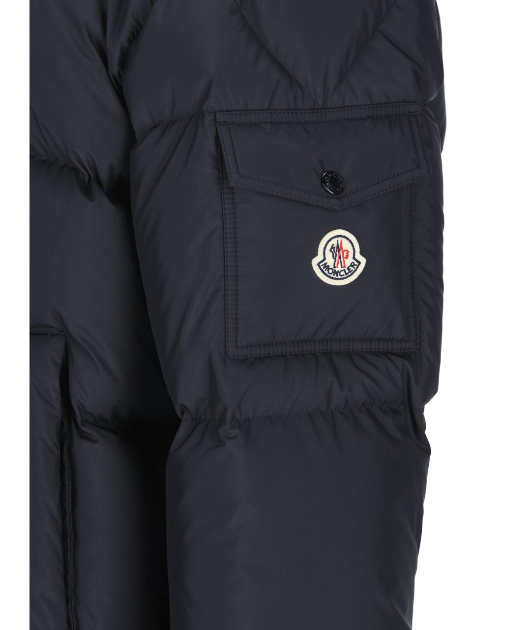 MONCLER Темно-синий полиэстеровый пуховик, фото 4