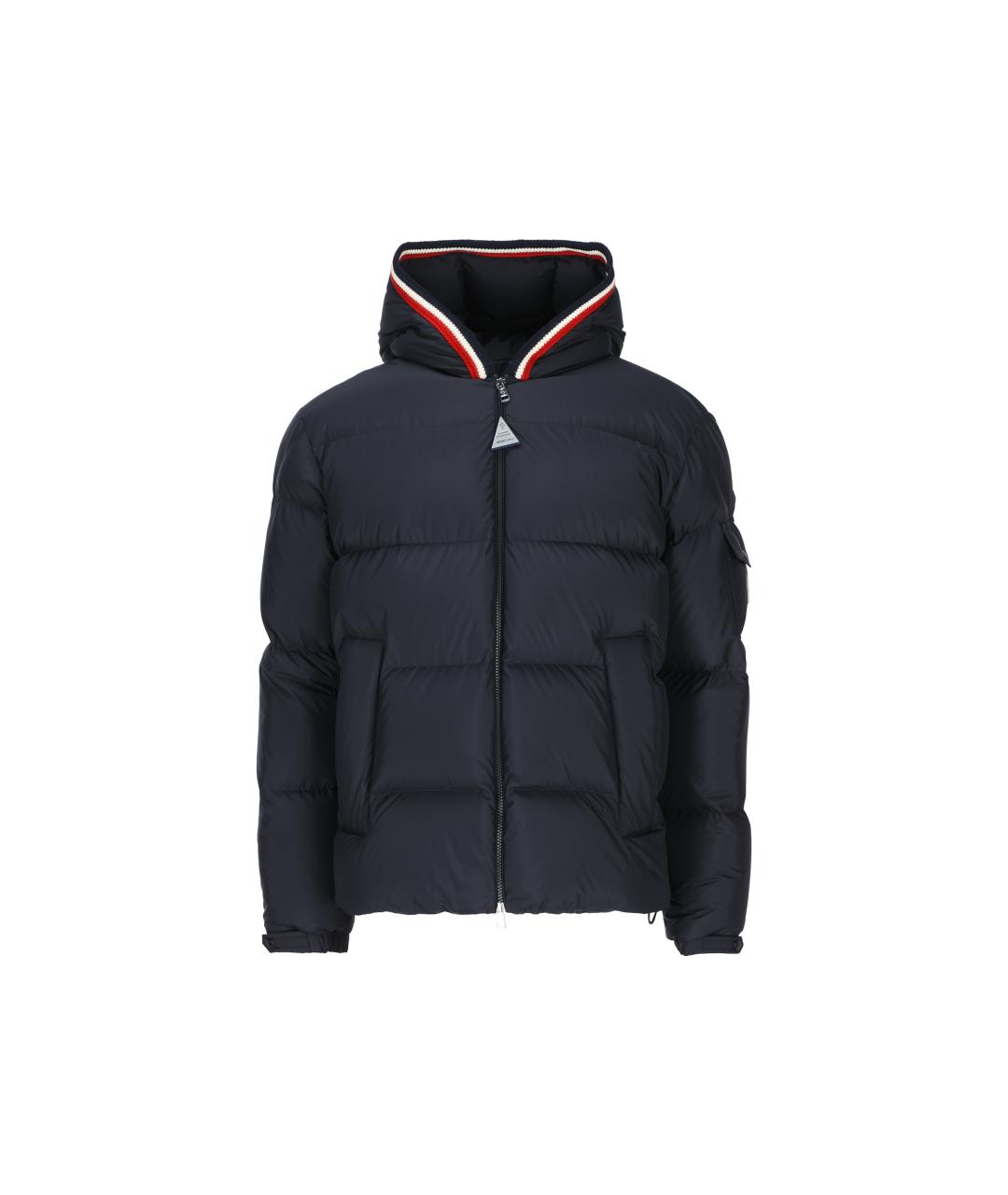 MONCLER Темно-синий полиэстеровый пуховик, фото 5