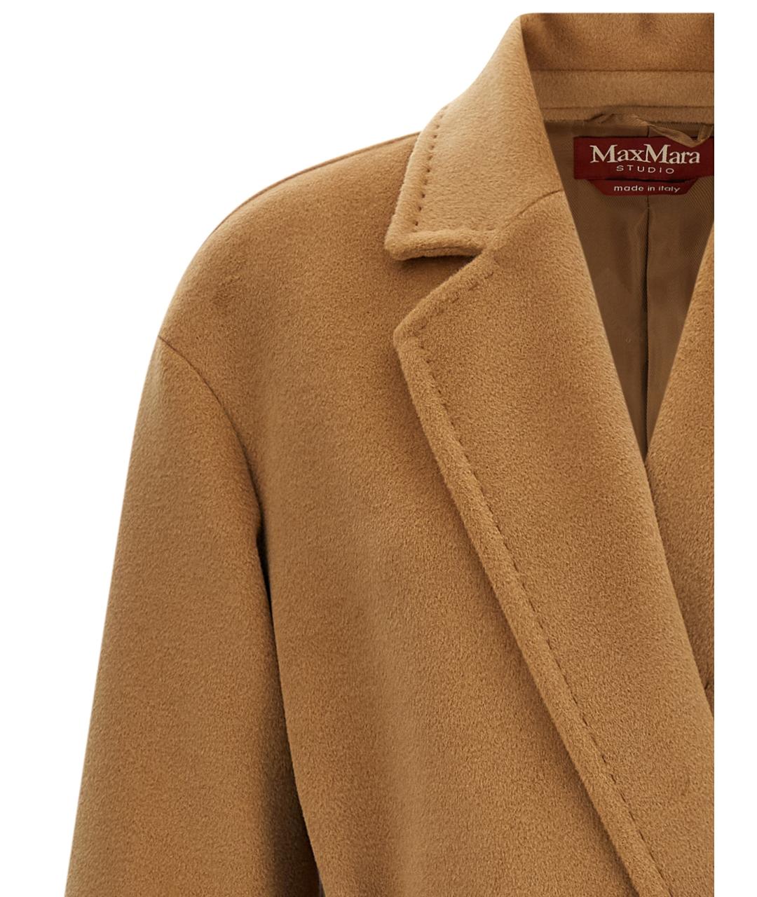 MAX MARA STUDIO Коричневое шерстяное пальто, фото 3