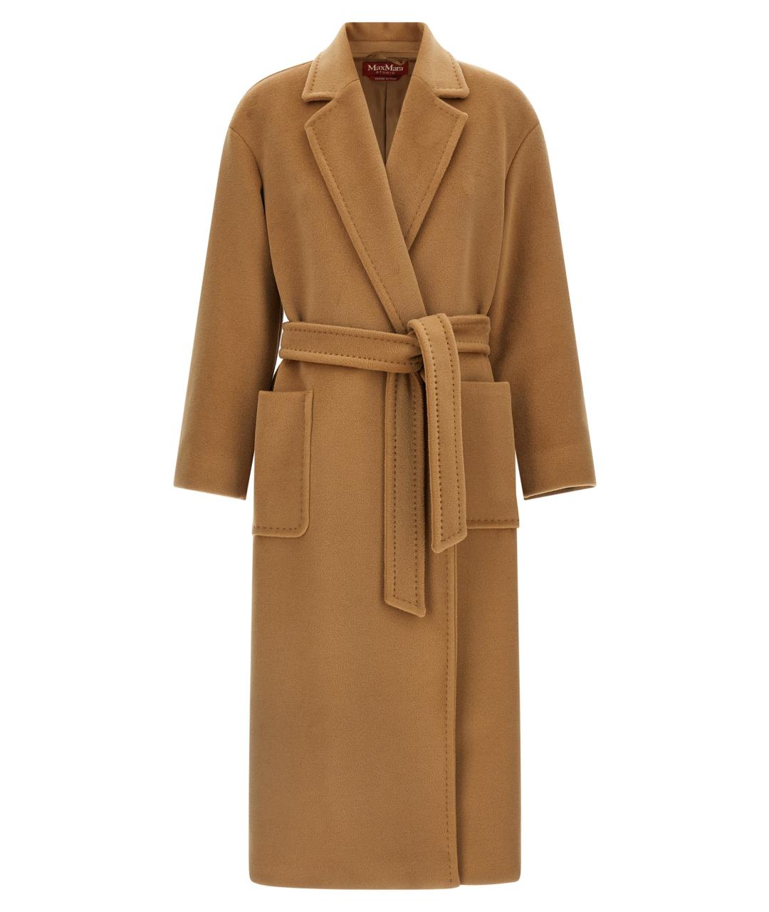 MAX MARA STUDIO Коричневое шерстяное пальто, фото 1