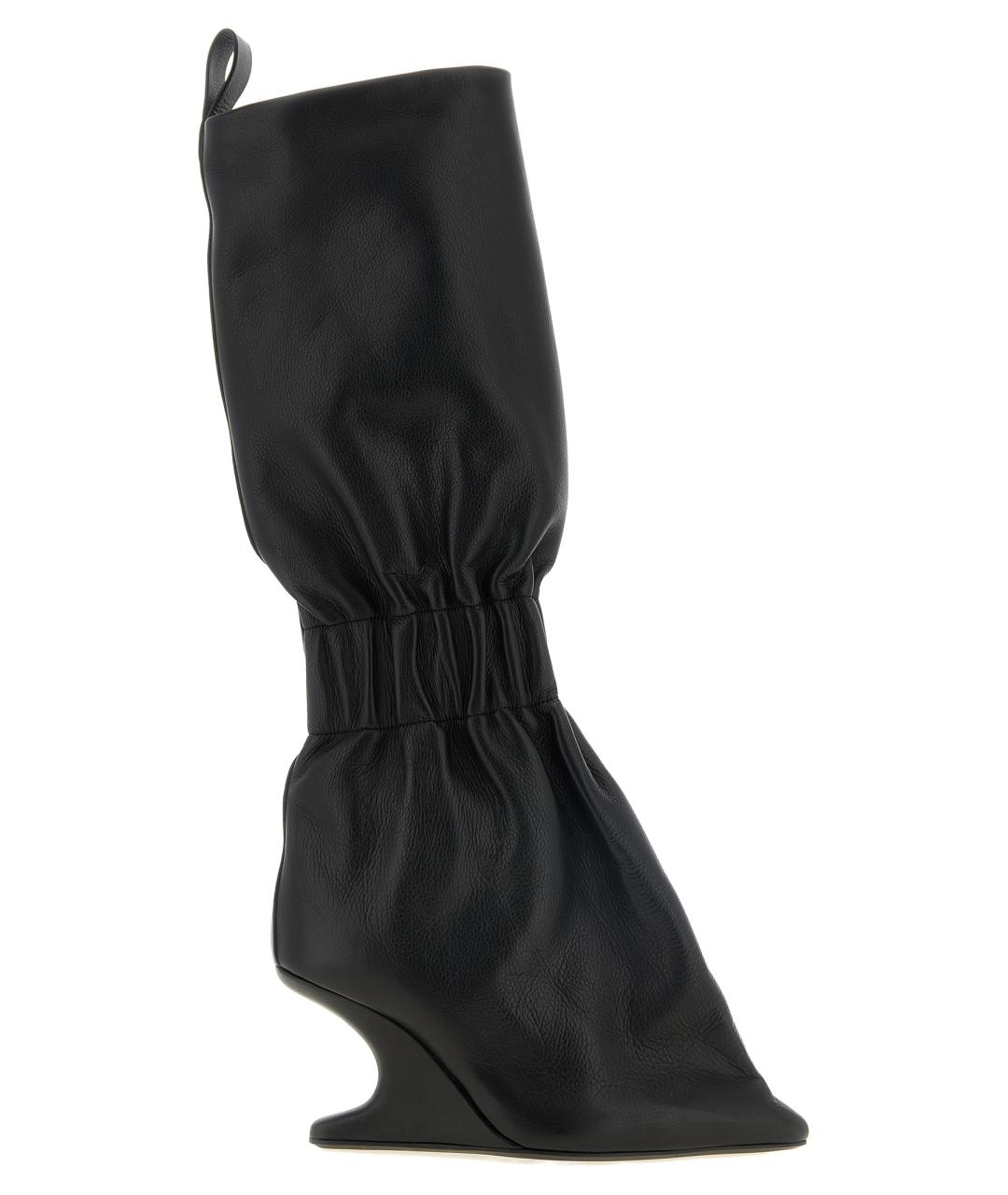 RICK OWENS Черные кожаные сапоги, фото 1
