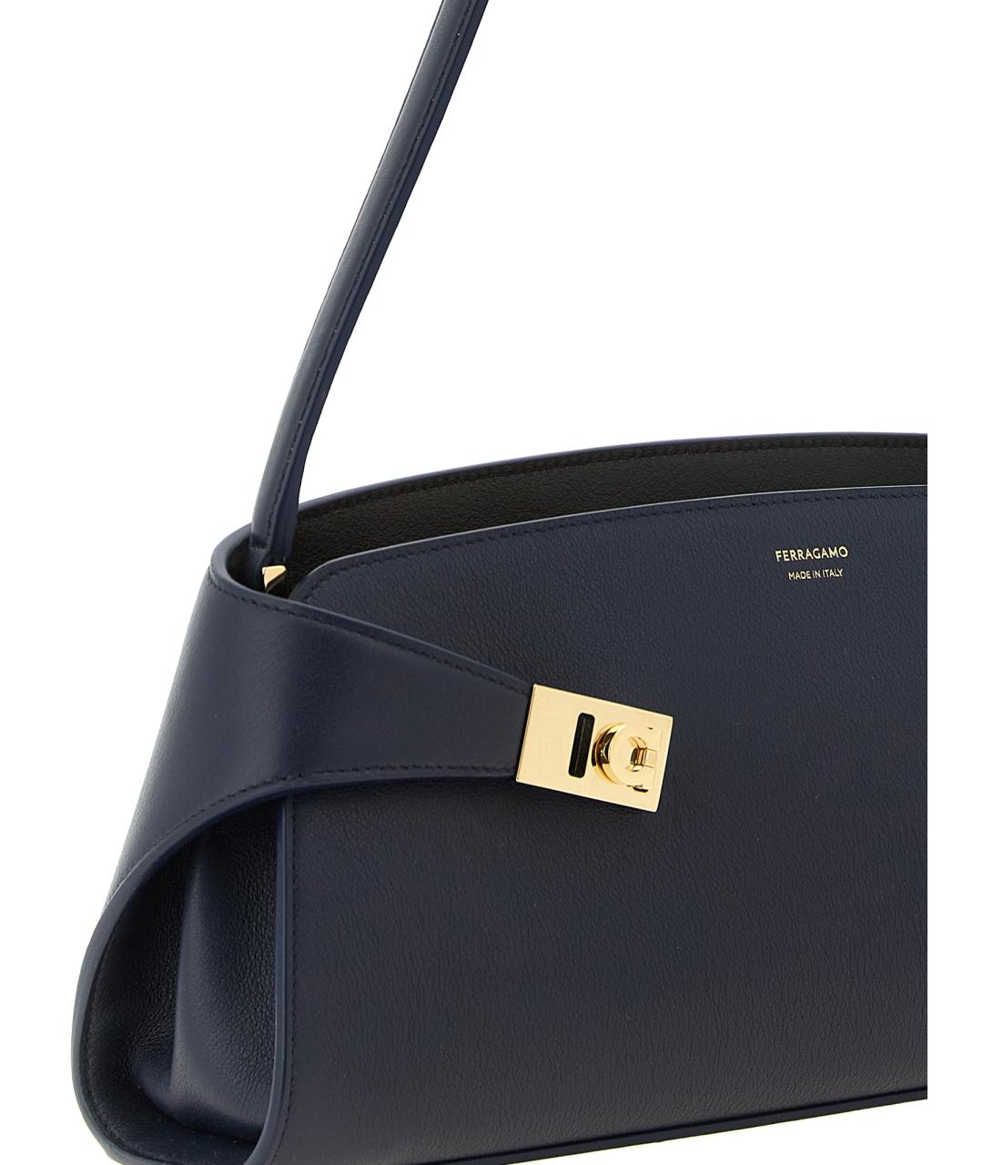 FERRAGAMO Синяя кожаная сумка через плечо, фото 3