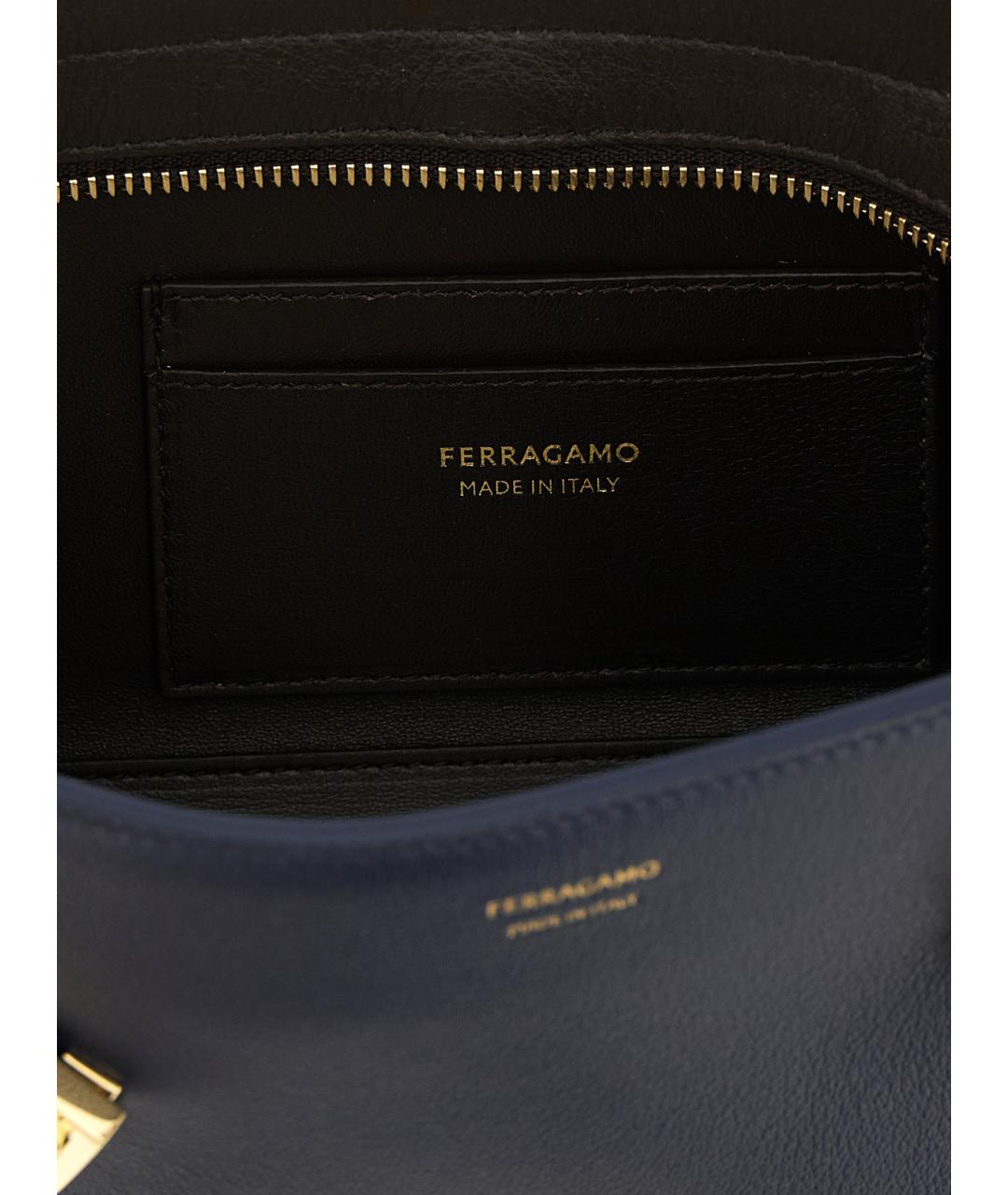 FERRAGAMO Синяя кожаная сумка через плечо, фото 4