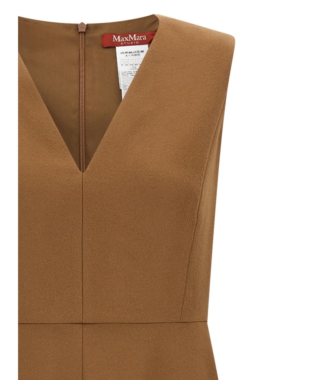 MAX MARA STUDIO Коричневое шерстяное платье, фото 3