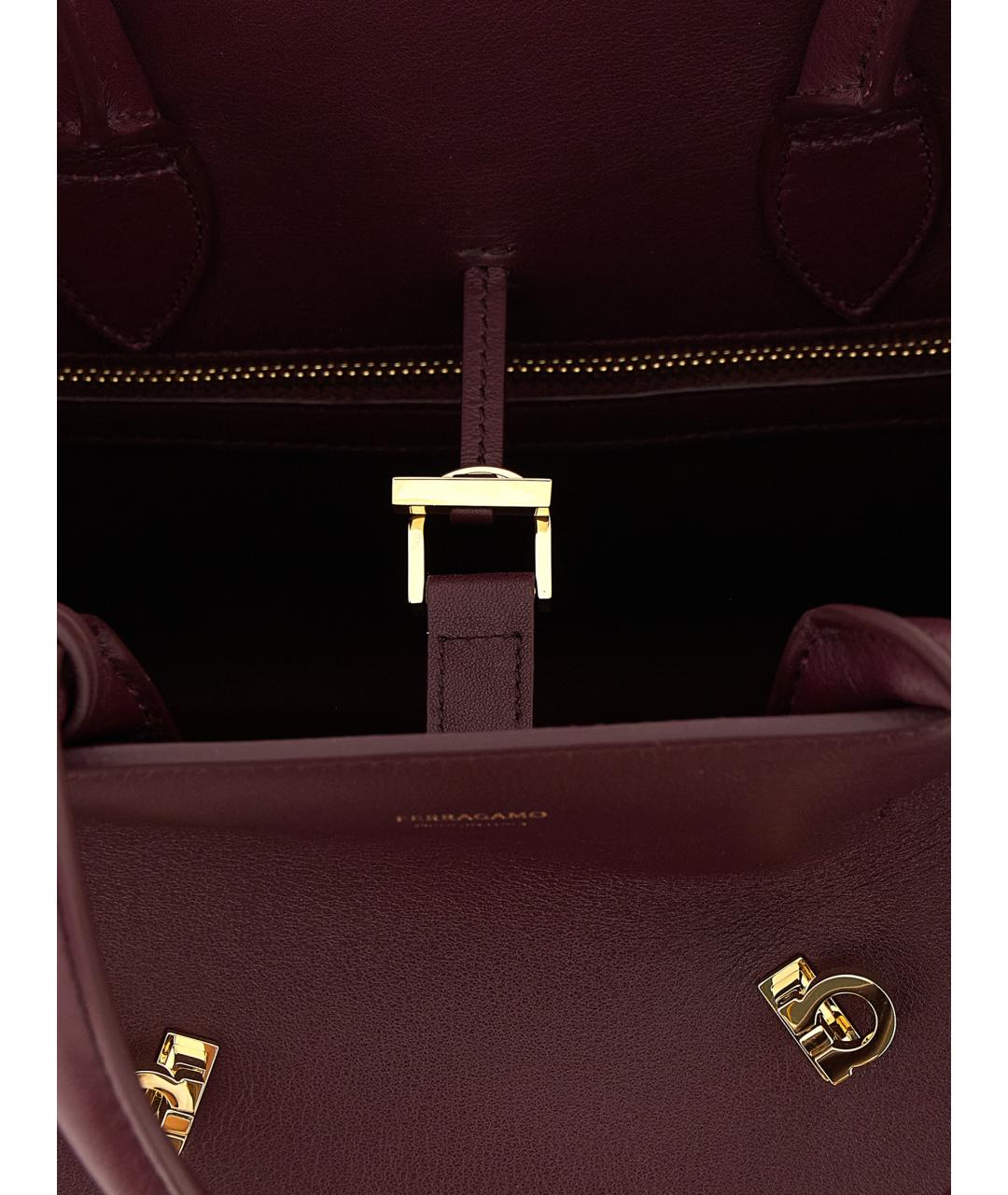 FERRAGAMO Бордовая кожаная сумка тоут, фото 4