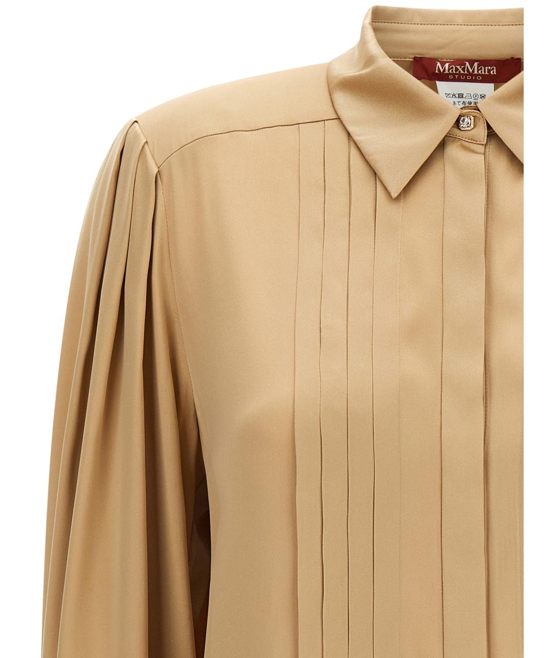 MAX MARA STUDIO Бежевая шелковая блузы, фото 3