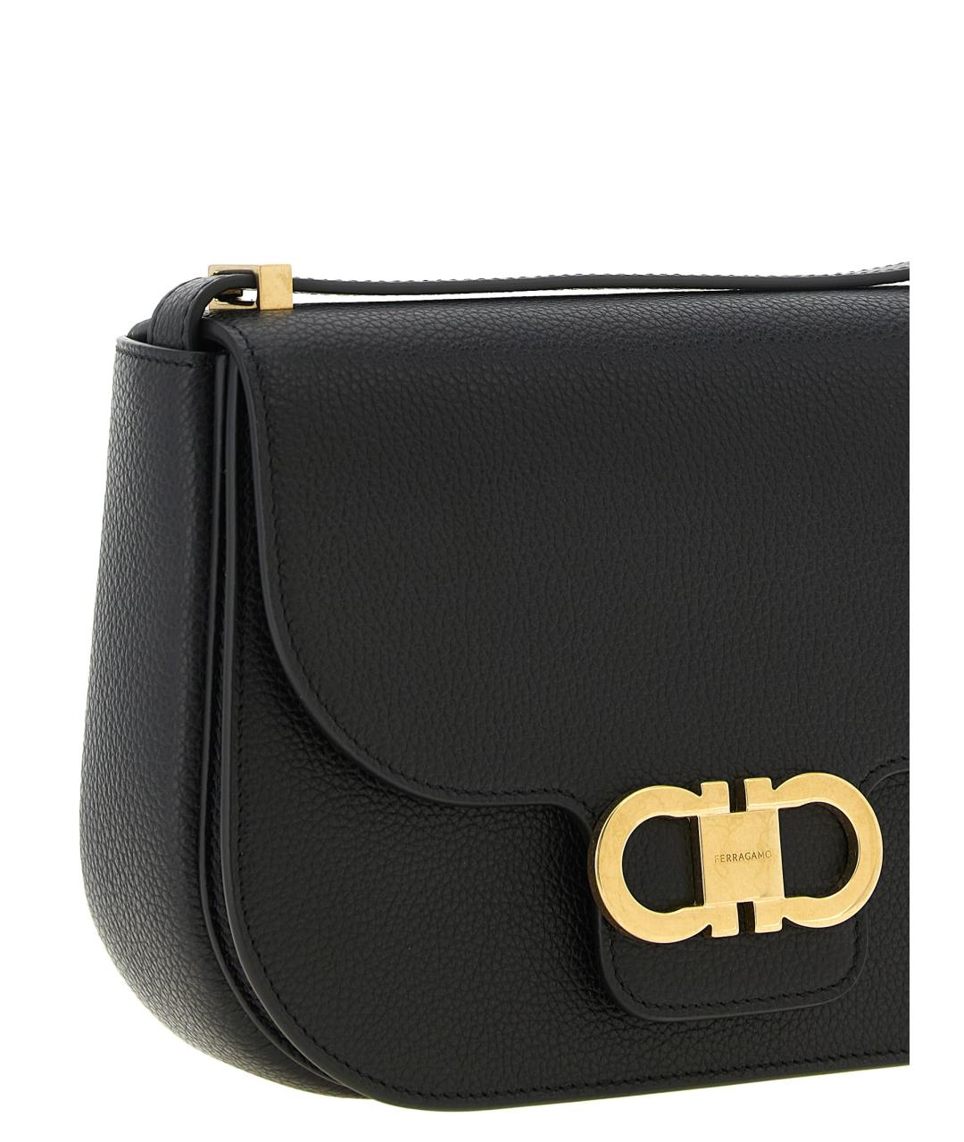 FERRAGAMO Черная кожаная сумка через плечо, фото 3