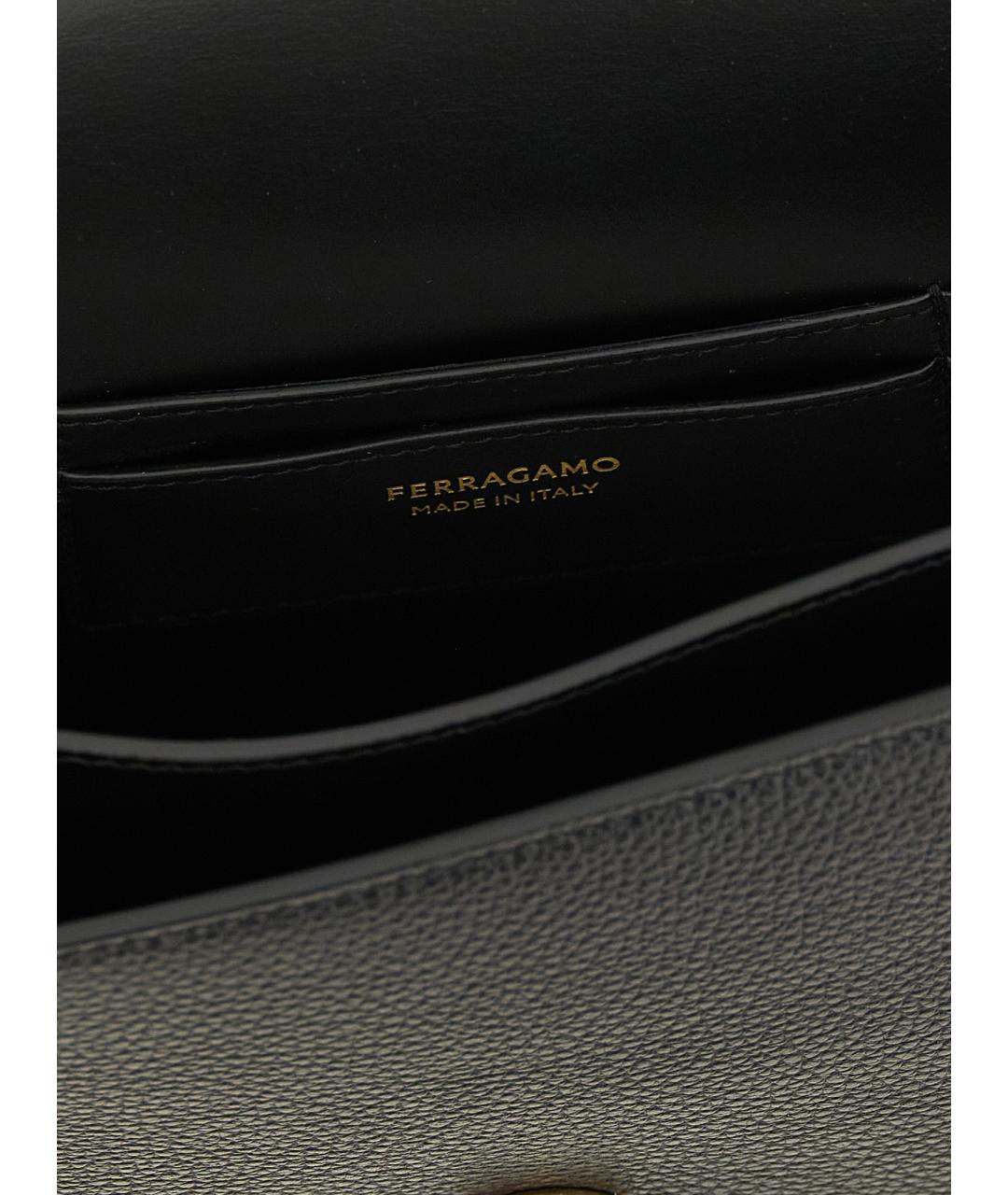 FERRAGAMO Черная кожаная сумка через плечо, фото 4