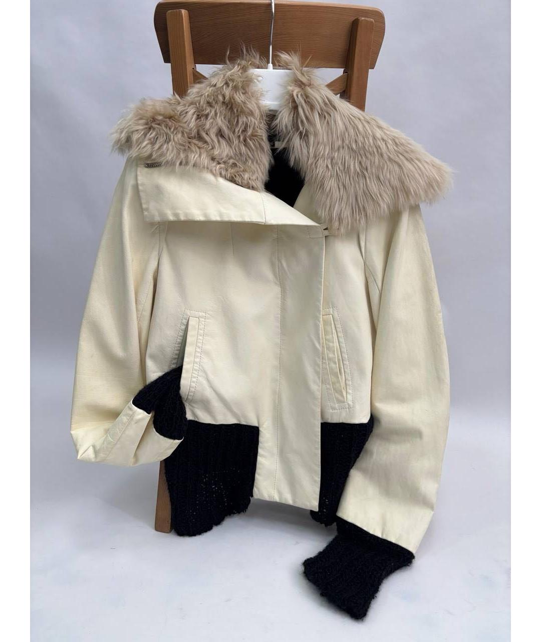 ANN DEMEULEMEESTER Бежевая кожаная куртка, фото 4