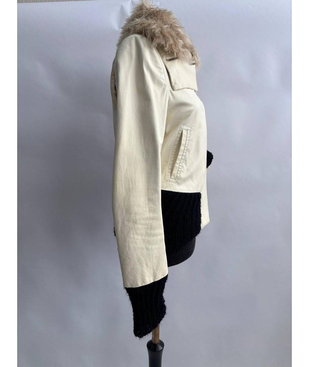 ANN DEMEULEMEESTER Бежевая кожаная куртка, фото 6