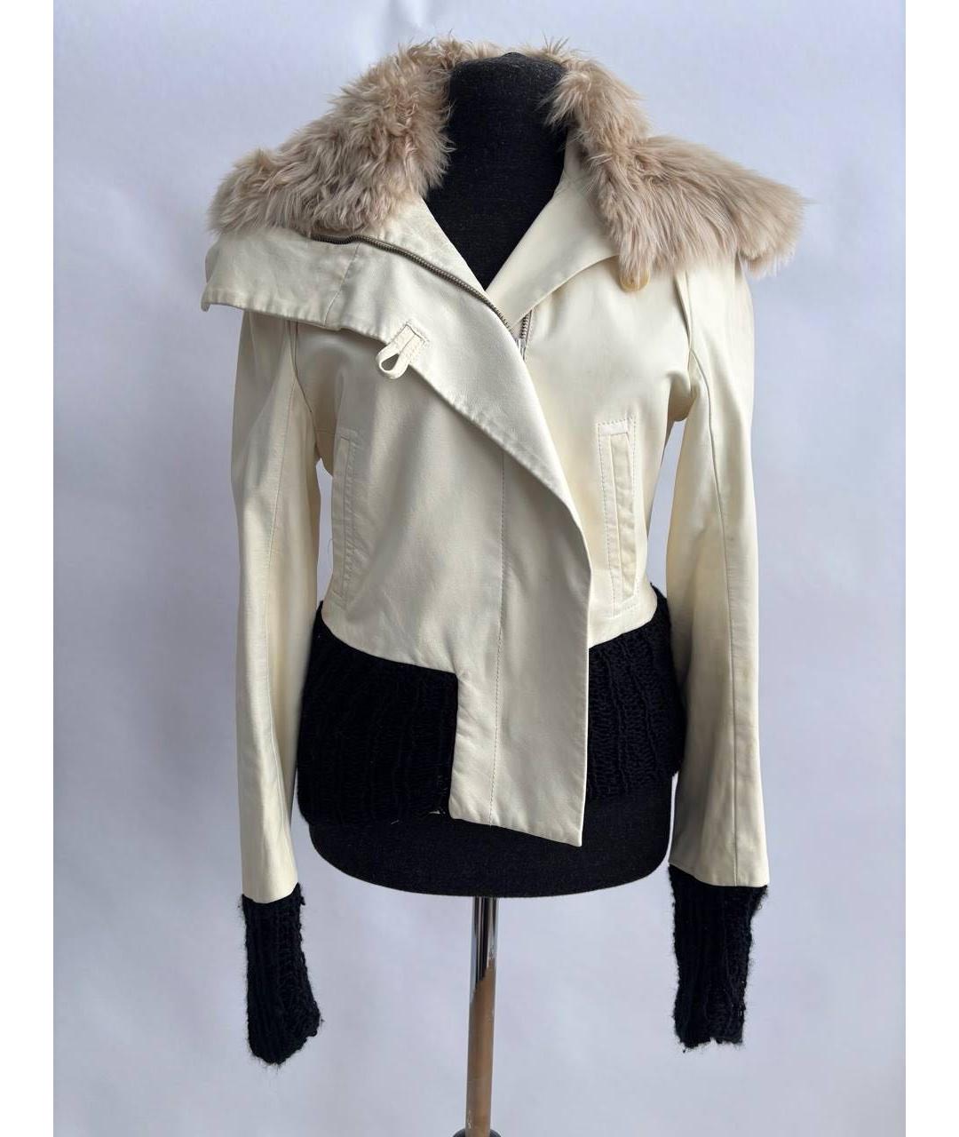 ANN DEMEULEMEESTER Бежевая кожаная куртка, фото 8