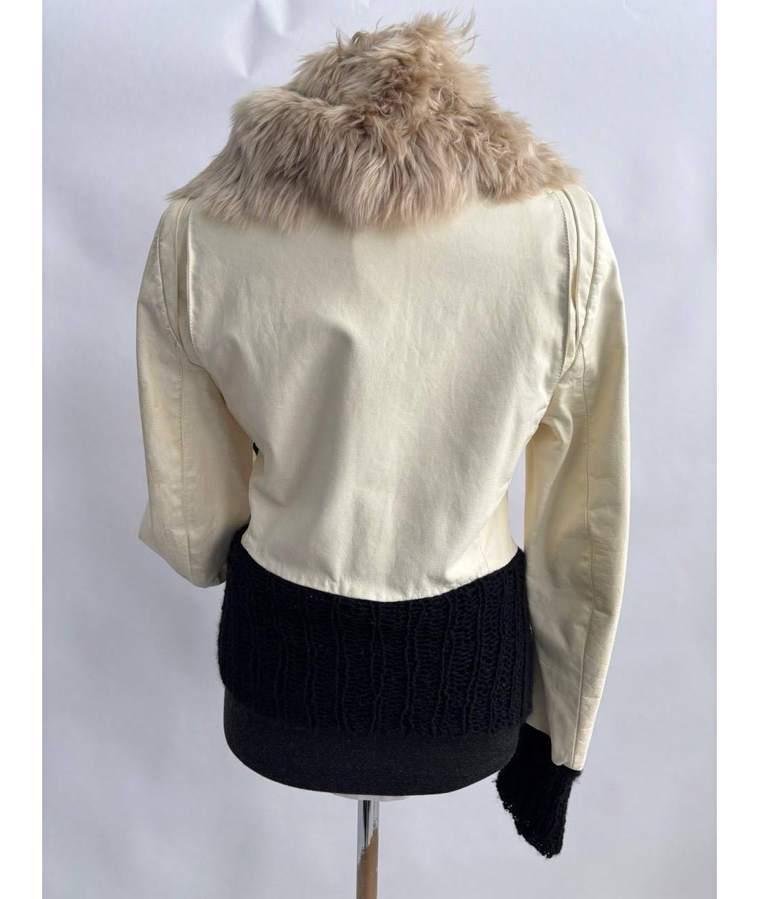 ANN DEMEULEMEESTER Бежевая кожаная куртка, фото 2